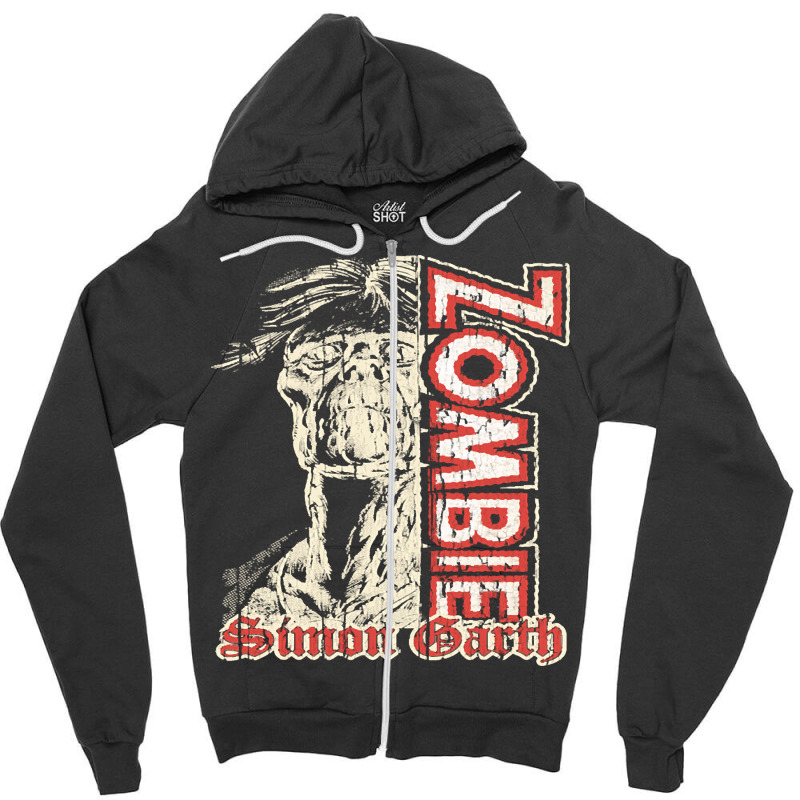 The Zombie, Simon Garth The Zombie, Weathered Board Distressed, The Zo Zipper Hoodie | Artistshot