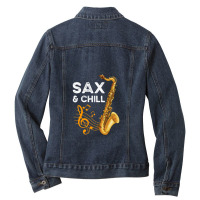 Saxophone Musical Instrument Ladies Denim Jacket | Artistshot