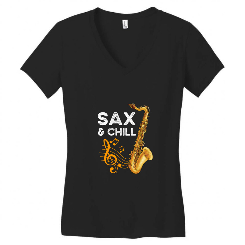 Saxophone Musical Instrument Women's V-Neck T-Shirt by AntonStokes | Artistshot