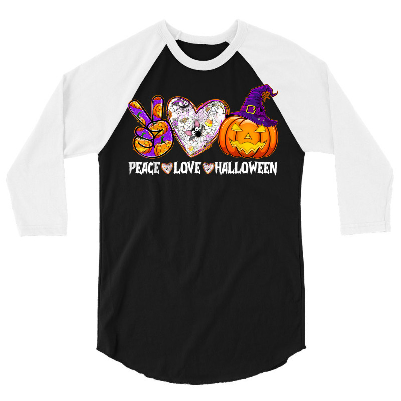 Pumpkin Witch Hat Trick Or Treat Peace Love Halloween T Shirt 3/4 Sleeve Shirt by naeqozhuhaso | Artistshot