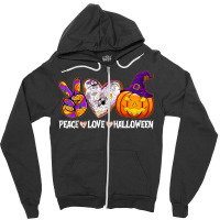 Pumpkin Witch Hat Trick Or Treat Peace Love Halloween T Shirt Zipper Hoodie | Artistshot