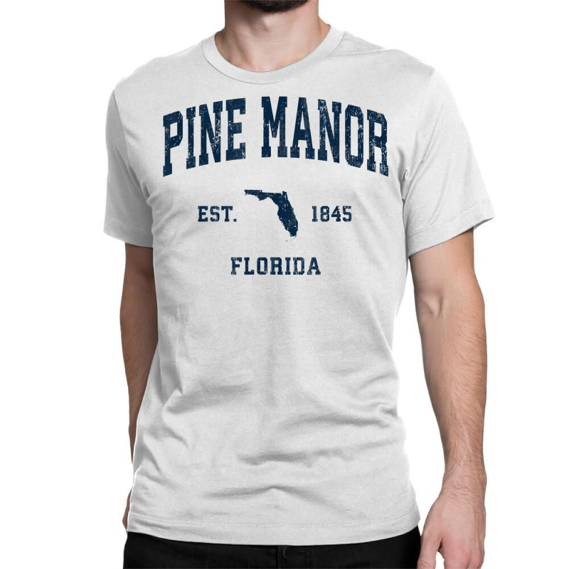 Pine Manor Florida Fl Vintage Athletic Navy Sports Design T Shirt Classic T-shirt by cm-arts | Artistshot