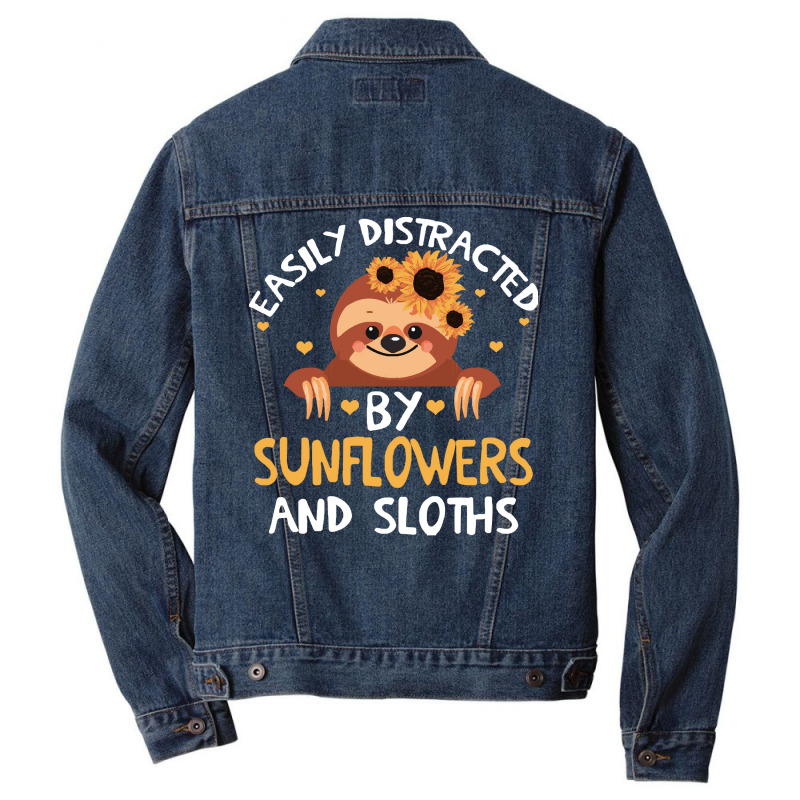 Distracteds By Sunflowers And Sloths T  Shirt Easily Distracteds By Su Men Denim Jacket | Artistshot