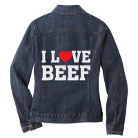 I Heart Love Beef Cow Meat Food Lover Ladies Denim Jacket | Artistshot