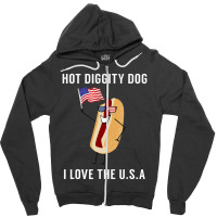 Hot Diggity Dog I Love Usa Fourth Of July Zipper Hoodie | Artistshot