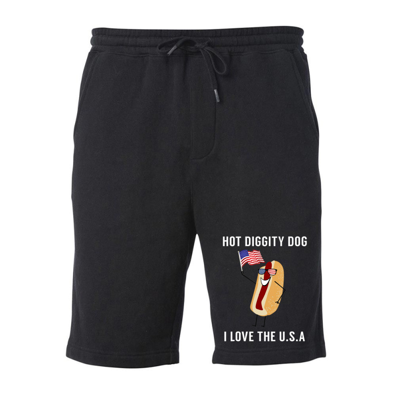 Hot Diggity Dog I Love Usa Fourth Of July Fleece Short by Konlasa6638 | Artistshot