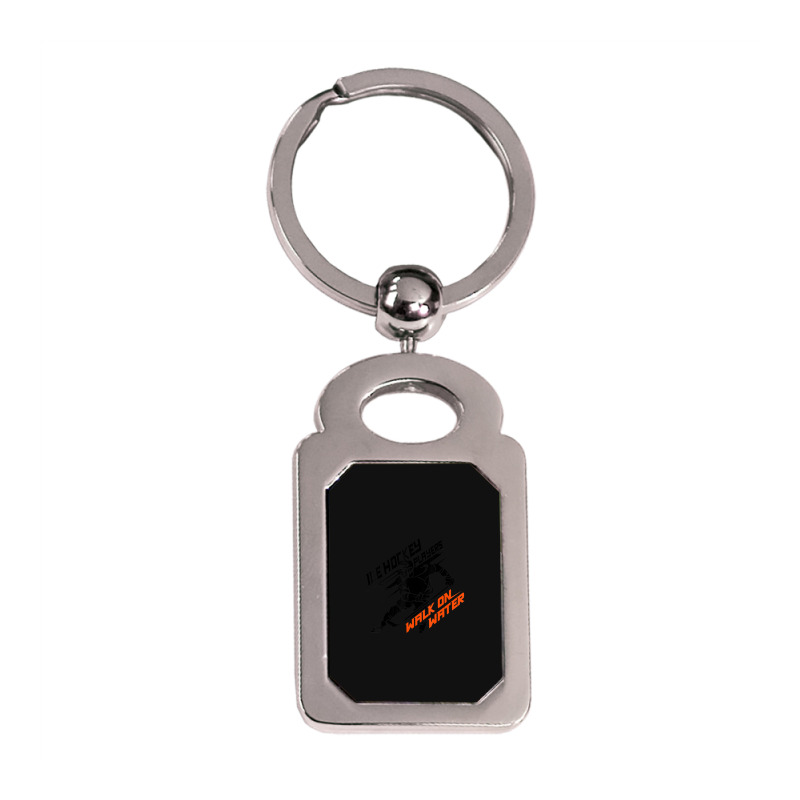 Ice Hockey Players Walk On Water Superpower Silver Rectangle Keychain | Artistshot