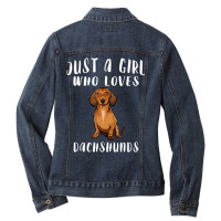 Im Just A Girl Who Loves Dachshunds Dog Lover Gift Ladies Denim Jacket | Artistshot