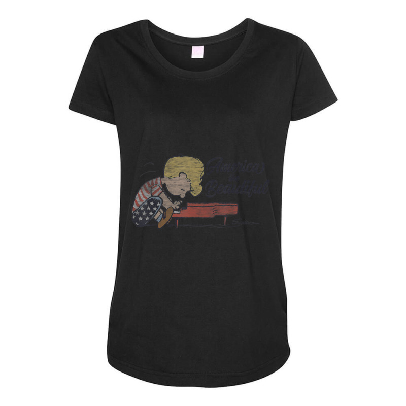 Peanuts Schroeder America The Beautiful Maternity Scoop Neck T-shirt by cm-arts | Artistshot