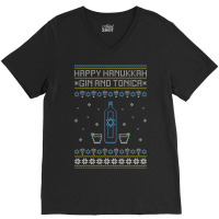 Happy Hanukkah Gin And Tonica Jewish Ugly Christmas Sweater V-neck Tee | Artistshot