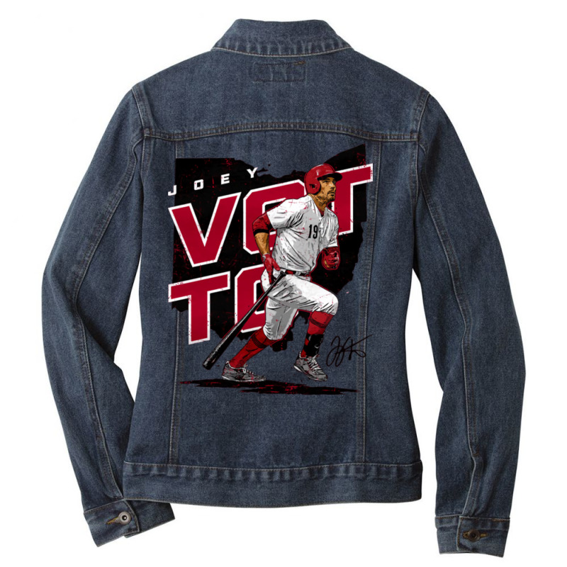 Joey Votto Player Map Ladies Denim Jacket by Kanjolen689 | Artistshot