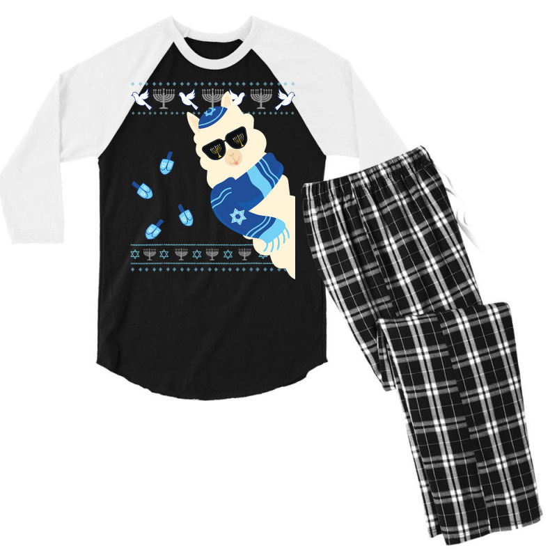 Happy Hanukkah Jewish Llamakkah Christmas Pajama Jewish Gift Men's 3/4 Sleeve Pajama Set | Artistshot