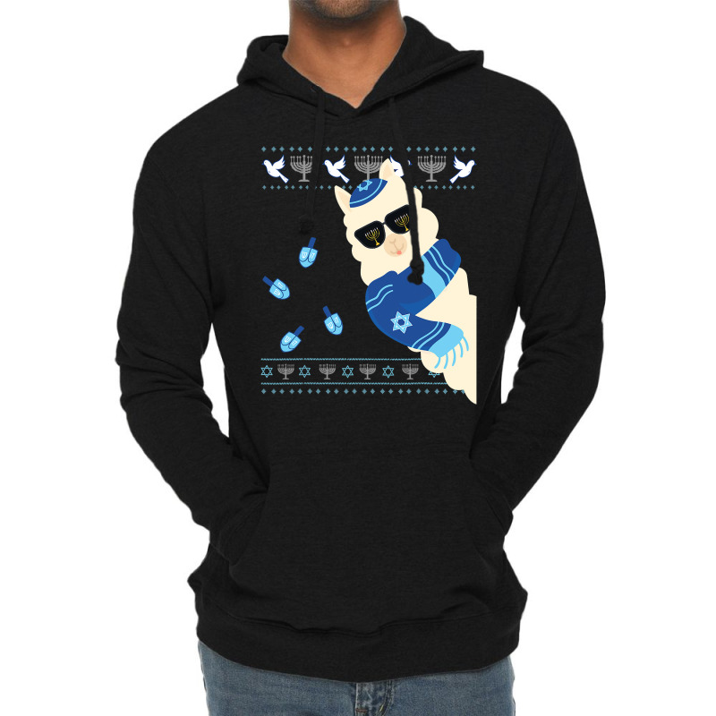 Happy Hanukkah Jewish Llamakkah Christmas Pajama Jewish Gift Lightweight Hoodie | Artistshot