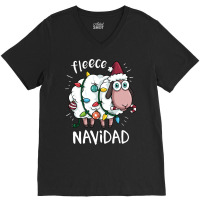 Fleece Feliz Navidad Funny Cute Sheep Christmas V-neck Tee | Artistshot