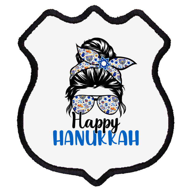 Happy Hanukkah Jewish Messy Christmas Pajama Gift Shield Patch | Artistshot