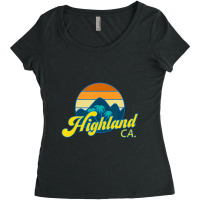 Vintage 70's Style Sunset And Palm Trees Highland California Women's Triblend Scoop T-shirt | Artistshot