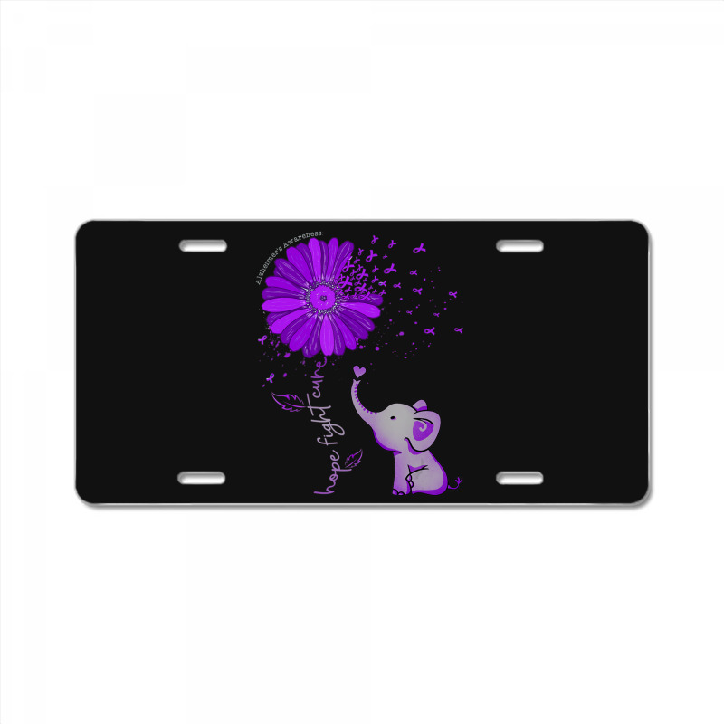 Hope Fight Cure Elephant Alzheimer's Purple Ribbon License Plate By 