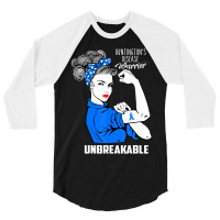 Huntington's Disease Awareness Unbreakable Warrior 3/4 Sleeve Shirt | Artistshot