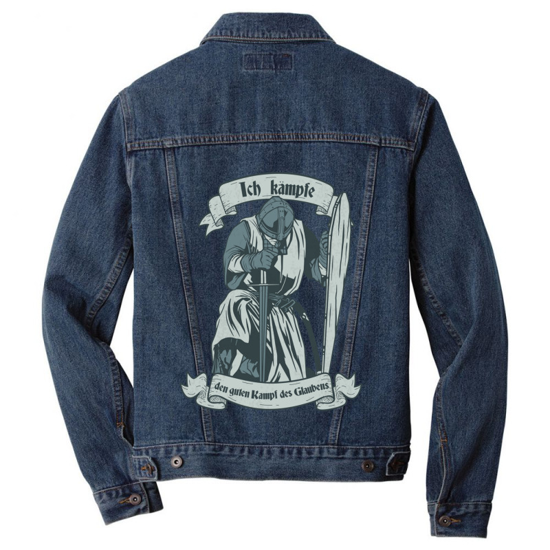 Christian Templar Knight Gift, Brave Rosary Crusader Warrior Men Denim Jacket | Artistshot