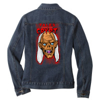 Tales Crypt, The Tales Crypt, Crypt Keeper, Headshot, Tales Crypt Art, Ladies Denim Jacket | Artistshot