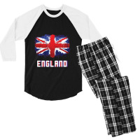 I Love England British English Union Jack Flag   Britain Men's 3/4 Sleeve Pajama Set | Artistshot