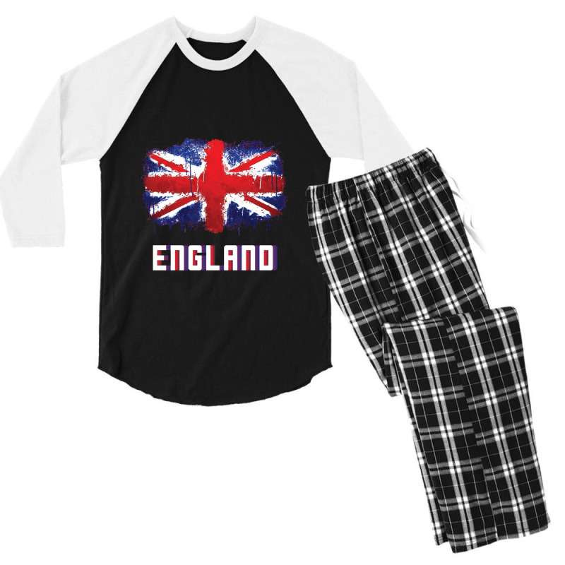 I Love England British English Union Jack Flag   Britain Men's 3/4 Sleeve Pajama Set | Artistshot