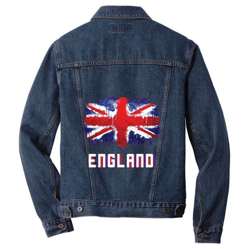 I Love England British English Union Jack Flag   Britain Men Denim Jacket | Artistshot