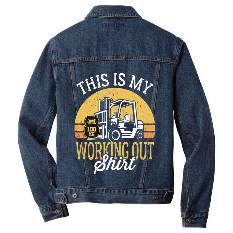 Funny Working Out Forklift Operator Men Denim Jacket by cm-arts | Artistshot