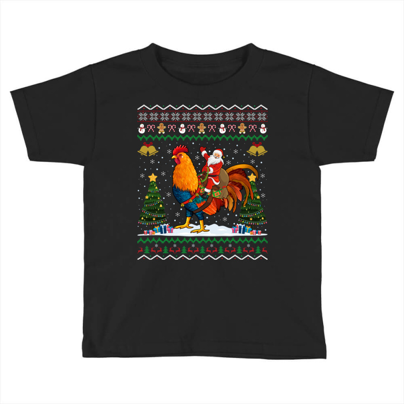 Rooster Ugly Xmas Gift Santa Riding Rooster Christmas Sweatshirt Toddler T-shirt by cm-arts | Artistshot