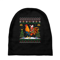 Rooster Ugly Xmas Gift Santa Riding Rooster Christmas Sweatshirt Baby Beanies | Artistshot