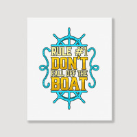 Rule 1 Don't Fall Off The Boat Pontoon Captain Boating T Shirt Portrait Canvas Print | Artistshot