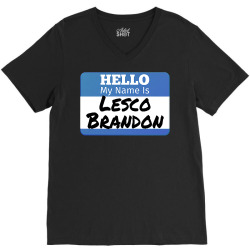 hello my name is lesco brandon funny let s go brandon t shirt V-Neck Tee | Artistshot