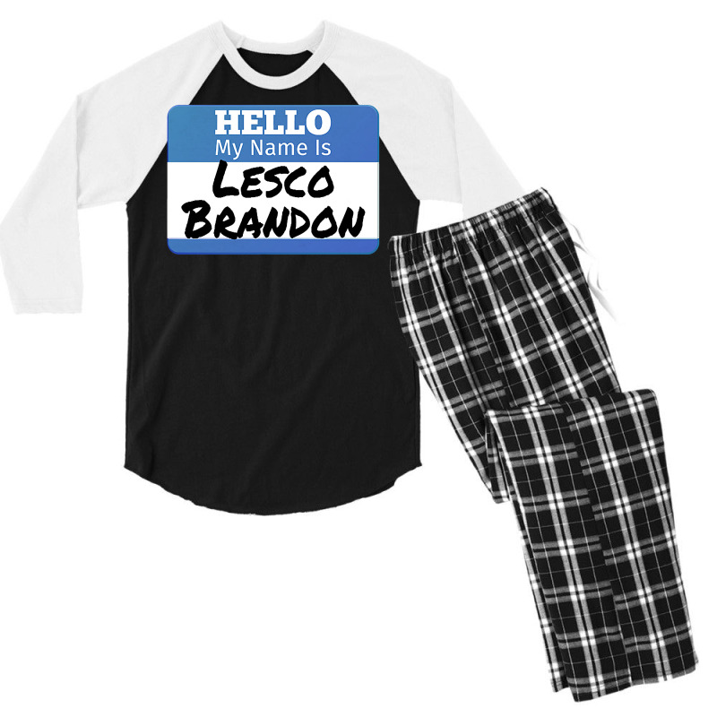 Hello My Name Is Lesco Brandon Funny Let S Go Brandon T Shirt Men's 3/4 Sleeve Pajama Set | Artistshot