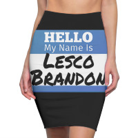 Hello My Name Is Lesco Brandon Funny Let S Go Brandon T Shirt Pencil Skirts | Artistshot
