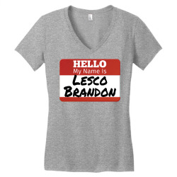 hello my name is lesco brandon funny t shirt Women's V-Neck T-Shirt | Artistshot