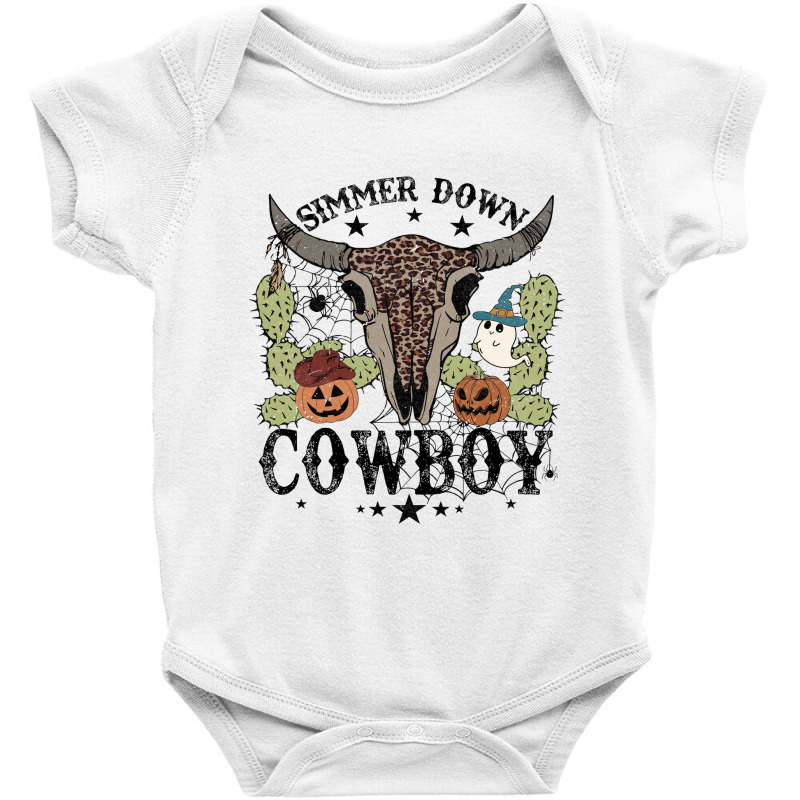 Halloween Howdy Rodeo Simmer Down Cowboy Western Vintage Retro Baby Bodysuit | Artistshot