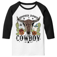 Halloween Howdy Rodeo Simmer Down Cowboy Western Vintage Retro Youth 3/4 Sleeve | Artistshot