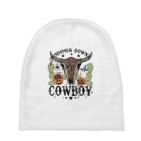 Halloween Howdy Rodeo Simmer Down Cowboy Western Vintage Retro Baby Beanies | Artistshot