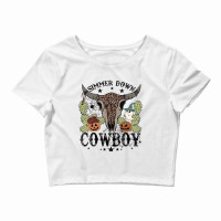 Halloween Howdy Rodeo Simmer Down Cowboy Western Vintage Retro Crop Top | Artistshot