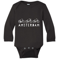 Bike Europe On Bicycle Amsterdam Bike Long Sleeve Baby Bodysuit | Artistshot