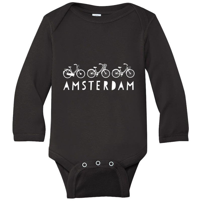 Bike Europe On Bicycle Amsterdam Bike Long Sleeve Baby Bodysuit by cm-arts | Artistshot