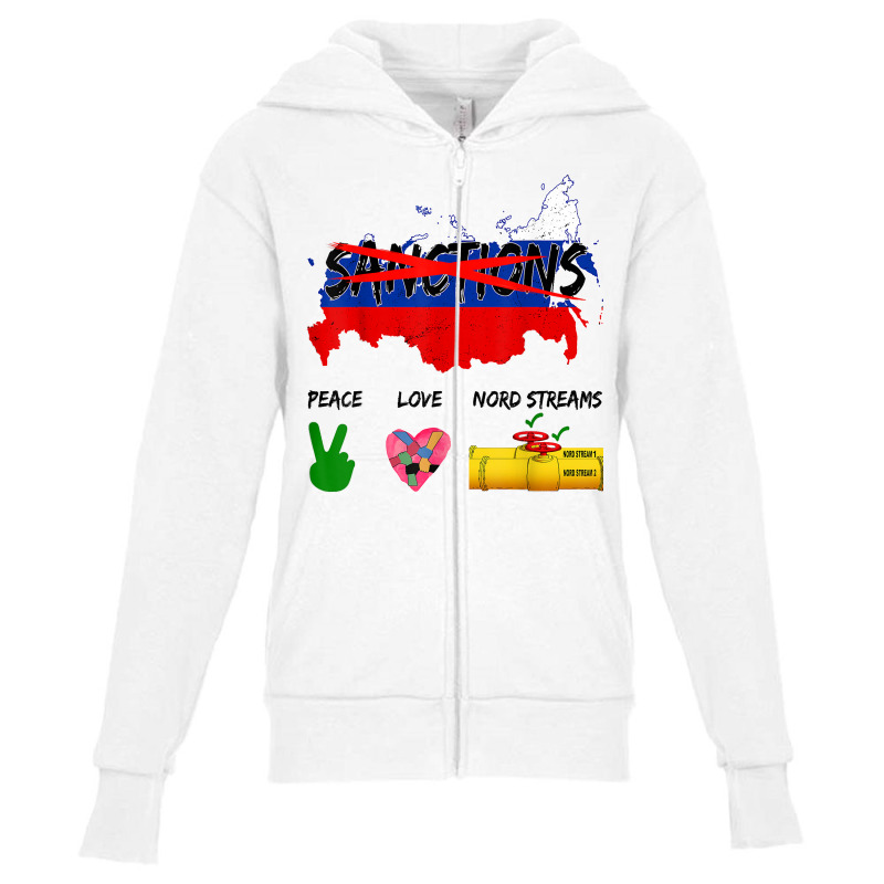 Peace Love And Nord Streams Remove All Sanctions On Russia T Shirt Youth Zipper Hoodie by cipaehuwogi1 | Artistshot