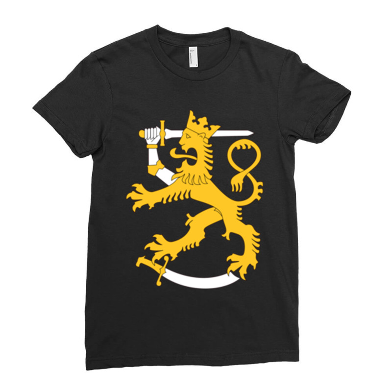 Suomi Finland Lion Goes On Bubble Merch Ladies Fitted T-Shirt by STEVEHICKS | Artistshot