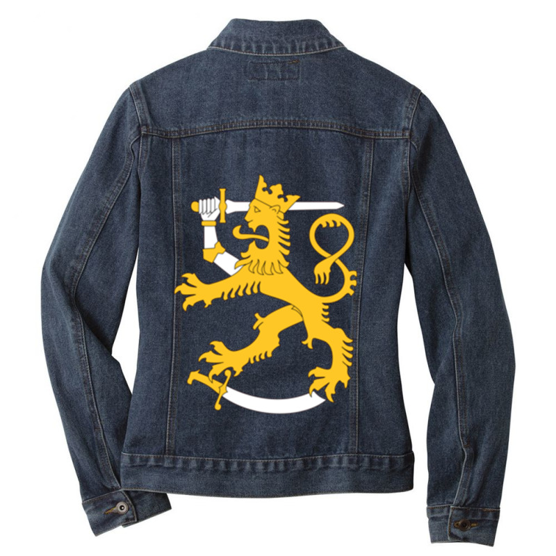 Suomi Finland Lion Goes On Bubble Merch Ladies Denim Jacket by STEVEHICKS | Artistshot