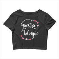 Womens Cute Maestra Bilingue Bilingual Spanish Teacher T Shirt Crop Top | Artistshot