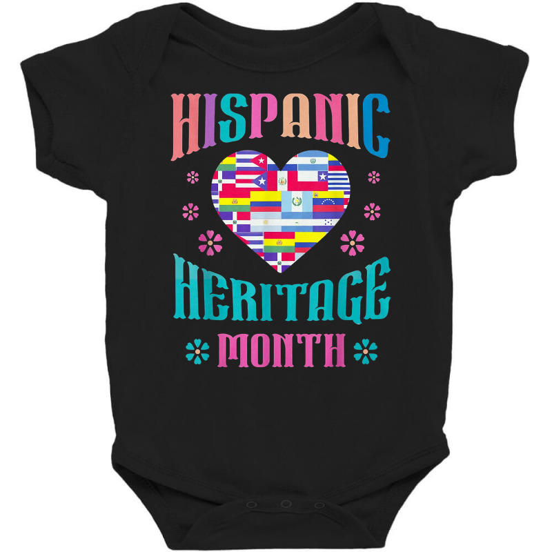 Latin Countries Flag Heart Hispanic Heritage Month Latino T Shirt Baby Bodysuit by leiseyxlmorit | Artistshot