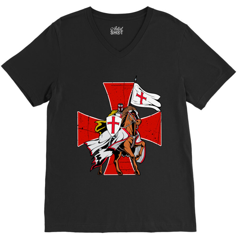 Knights Templar Crusader Medieval V-neck Tee | Artistshot