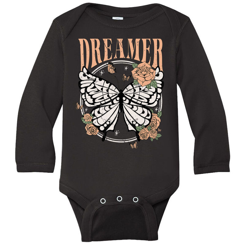 Vintage Retro Dreamer Butterfly 80's 90's Style Lover Long Sleeve Baby Bodysuit by Kosdapen517 | Artistshot