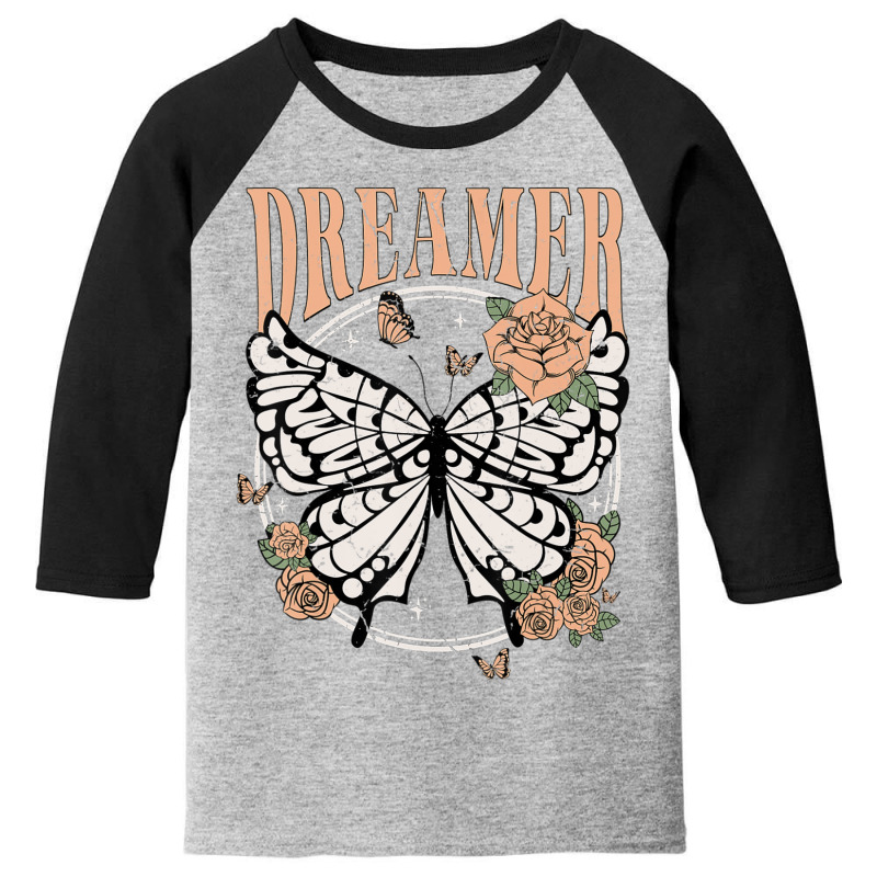 Vintage Retro Dreamer Butterfly 80's 90's Style Lover Youth 3/4 Sleeve by Kosdapen517 | Artistshot