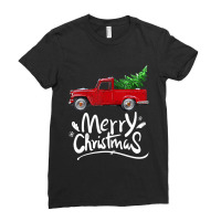 Vintage Wagon Red Truck Christmas Tree Pajama Ladies Fitted T-shirt | Artistshot